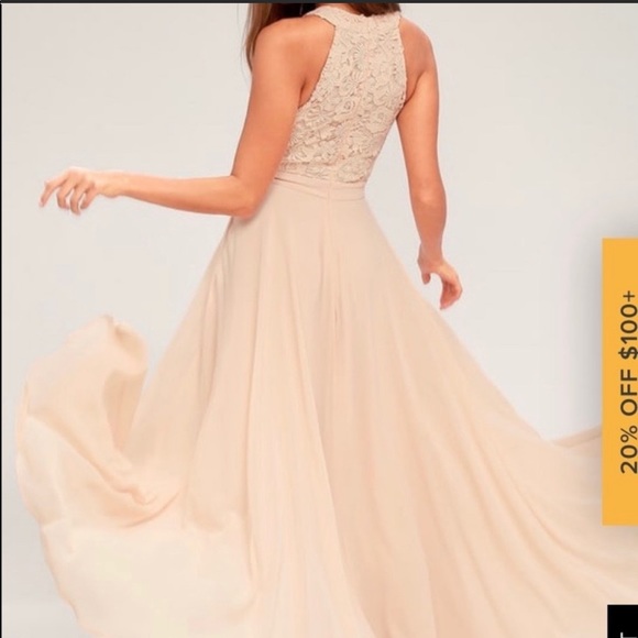 picture perfect blush lace maxi dress